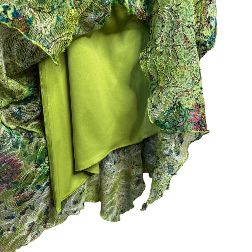 Vintage Cartise Midi Dress Cocktail Gown 6 Green Fairy Y2K 90s Ruffle Mesh Prom - Picture 5 of 10